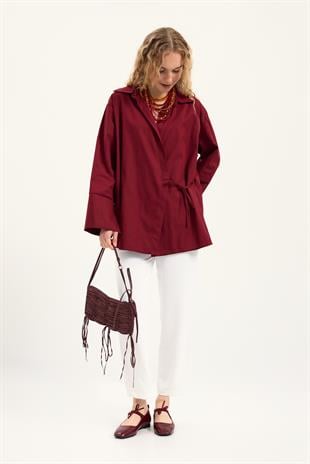 Petra Kruvaze Bağlamalı Gömlek - Bordo