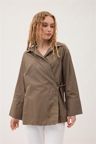 Petra Kruvaze Bağlamalı Gömlek - Haki