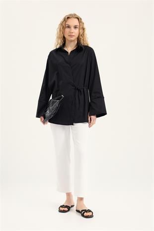 Petra Kruvaze Bağlamalı Gömlek - Siyah