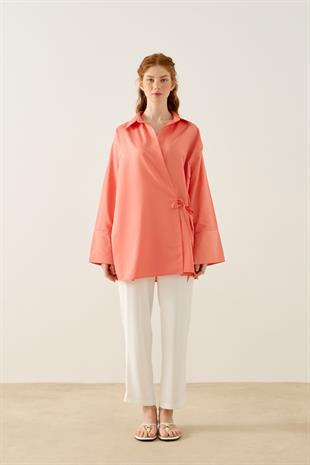 Petra Kruvaze Bağlamalı Gömlek - Yavruağzı