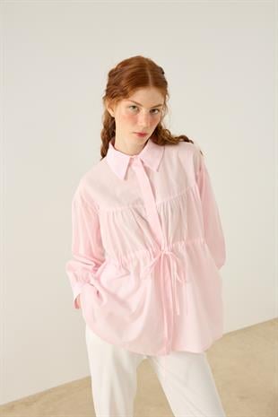 Phillippia Biye Kemerli Robalı Gömlek - Pembe
