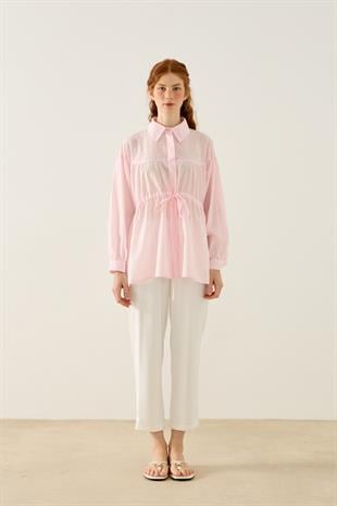 Phillippia Biye Kemerli Robalı Gömlek - Pembe