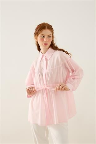 Phillippia Biye Kemerli Robalı Gömlek - Pembe