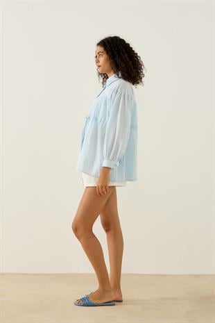 Phillippia Biye Kemerli Robalı Gömlek - Mavi