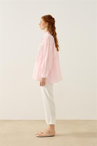 Phillippia Biye Kemerli Robalı Gömlek - Pembe