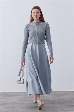 Posie Yün Karışımlı Triko Hırka- Gri 