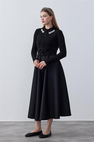 Posie Yün Karışımlı Triko Hırka- Siyah