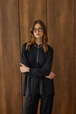 Relax Modal Fermuarlı Takım - Siyah