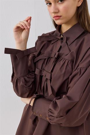 Rhia Fiyonklu Gömlek- Acı kahve 
