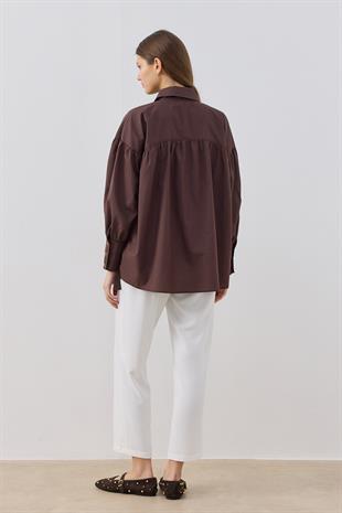 Rhia Fiyonklu Gömlek- Acı kahve 