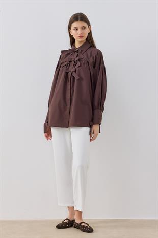 Rhia Fiyonklu Gömlek- Acı kahve 
