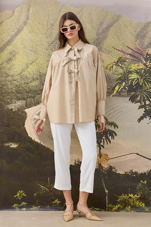 Rhia Fiyonklu Gömlek- Bej