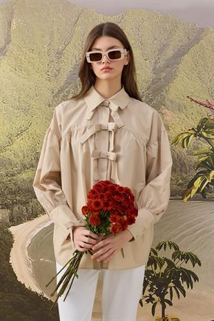 Rhia Fiyonklu Gömlek- Bej