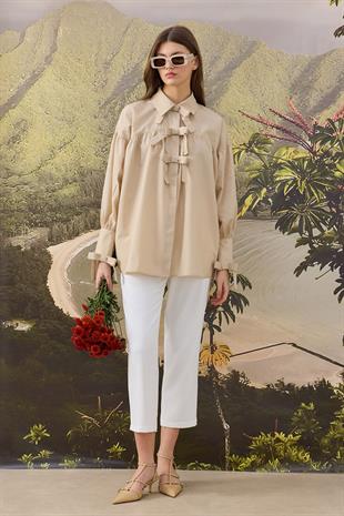 Rhia Fiyonklu Gömlek- Bej