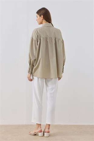 Rhia Robalı Fiyonklu Gömlek - Çağla