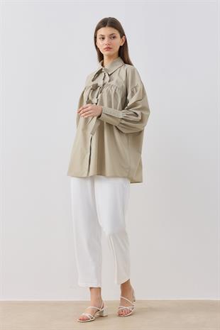 Rhia Robalı Fiyonklu Gömlek - Çağla