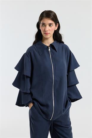 Rosalie Modal Fırfırlı Takım - Lacivert