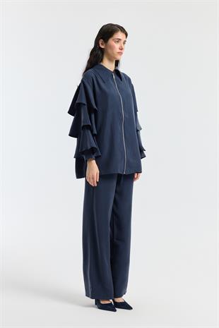 Rosalie Modal Fırfırlı Takım - Lacivert