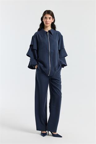 Rosalie Modal Fırfırlı Takım - Lacivert