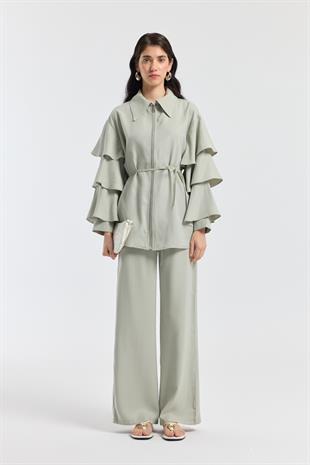 Rosalie Modal Fırfırlı Takım - Taş