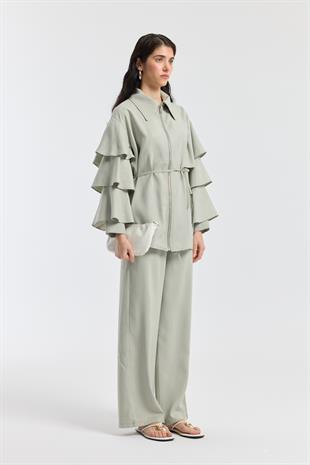 Rosalie Modal Fırfırlı Takım - Taş