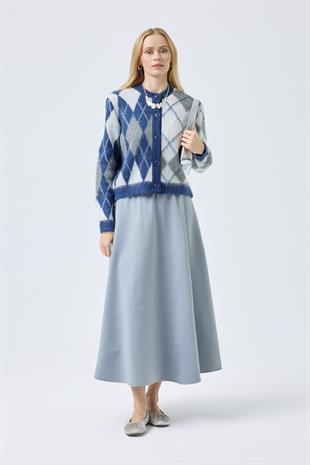 Rosalind Baklava Desenli Hırka - Mavi