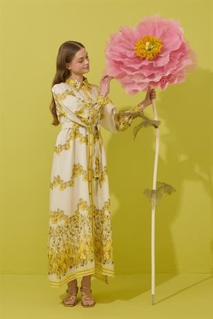 Royal Baskılı Nervürlü Elbise