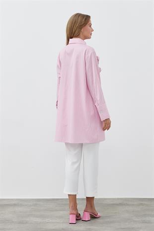 ROYEL AKSESUAR DETAYLI GÖMLEK- PEMBE 