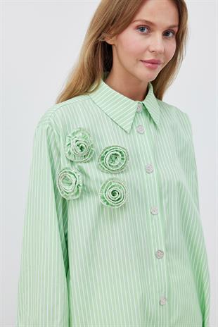 ROYEL AKSESUAR DETAYLI GÖMLEK - YEŞİL