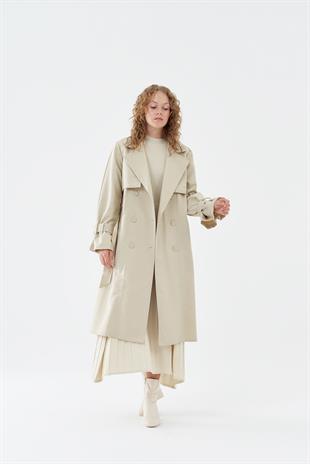 Roza Tokalı Trençkot - Bej