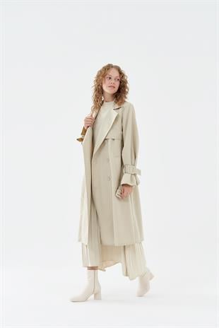 Roza Tokalı Trençkot - Bej