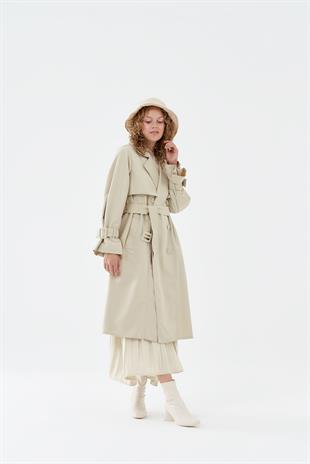 Roza Tokalı Trençkot - Bej