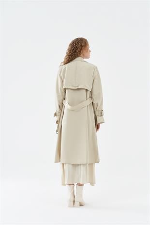Roza Tokalı Trençkot - Bej