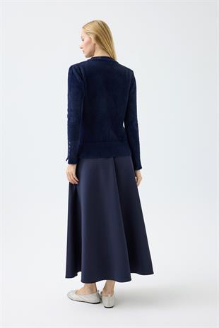 Sabrina Angora Zımbalı Kazak - Lacivert