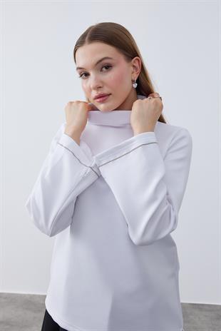 Sadie Asimetrik Skuba Bluz- Beyaz