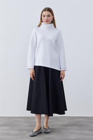 Sadie Asimetrik Skuba Bluz- Beyaz