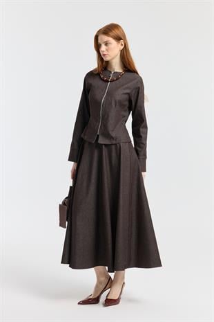 Sadie Belden Oturtmalı Kot Takım - Bordo