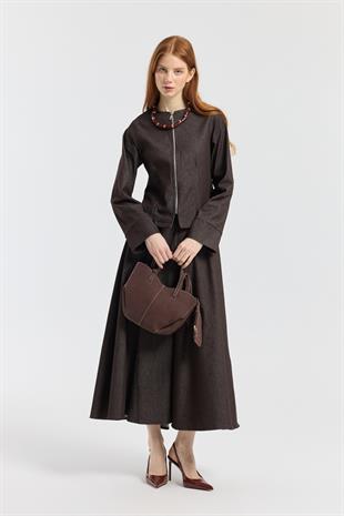 Sadie Belden Oturtmalı Kot Takım - Bordo