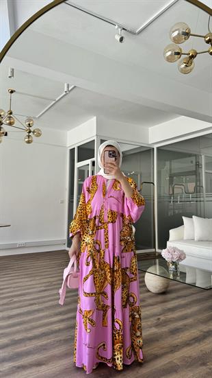 MİRA VİSCON ELBİSE - PEMBE 