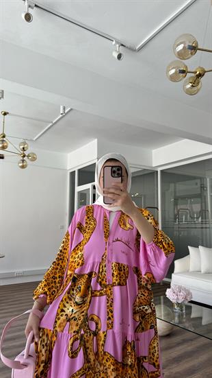 MİRA VİSCON ELBİSE - PEMBE 