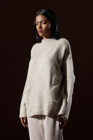 Saint Yün Karışımlı Basic Kazak - Bej