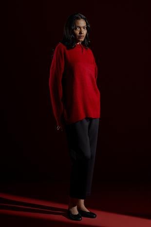 Saint Yün Karışımlı Basic Kazak- Kırmızı