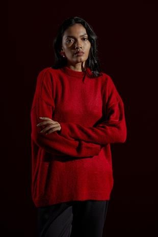 Saint Yün Karışımlı Basic Kazak- Kırmızı