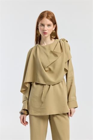 Şal Yaka Kemerli Takım - Camel