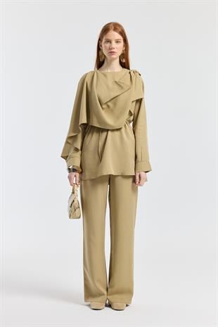 Şal Yaka Kemerli Takım - Camel