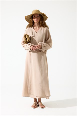 Sarah Anvelop Müslin Etek Takım - Bej