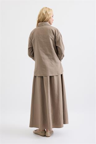 Seren Bağlamalı Etek Takım - Vizon