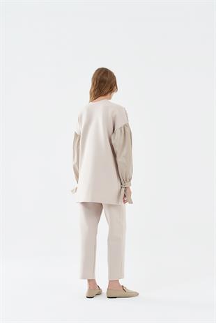 Shine Taşlı Scuba Tunik - Bej