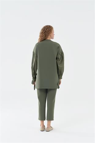 Shine Taşlı Scuba Tunik - Haki