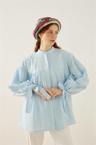 Sienna Allerli Robalı Vual Gömlek - Mavi